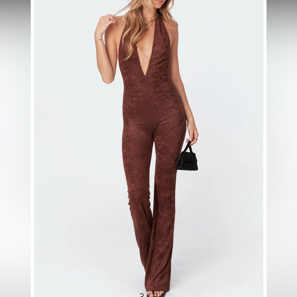 BNWT Edikted Terri Open Back Terry Cloth Jumpsuit